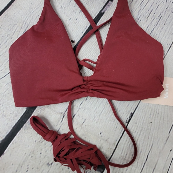 MIDORI BURGUNDY TASSEL MIA VITA BOHEMIAN BIKINI TOP WOMENS SIZE SMALL - Picture 4 of 7